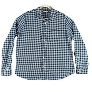 Prince & Fox Men XL Blue Black Plaid Flannel Long Sleeve Button Up Shirt Utility